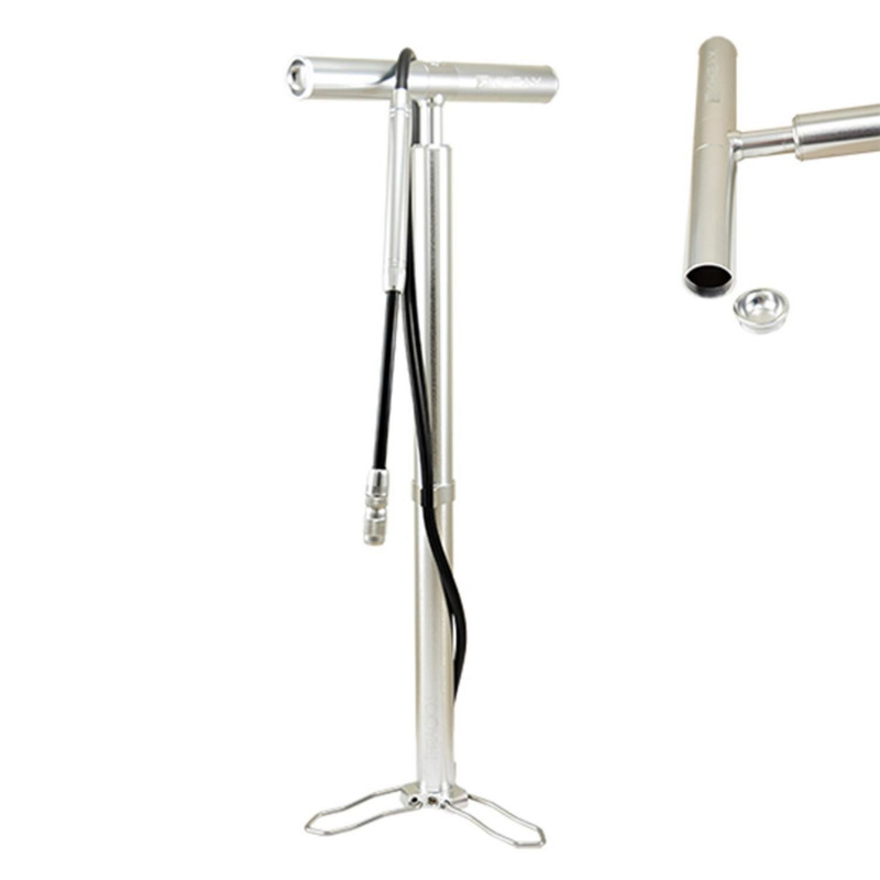 Pompe a pied travel kheax thracios argent avec manometre 200 psi/13.80bar
