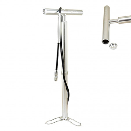 Pompe a pied travel kheax thracios argent avec manometre 200 psi/13.80bar