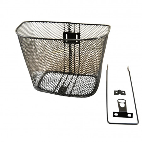 PANIER AV ACIER MAILLE PLASTIFIE CITY NOIR FIX. PIVOT FOURCHE 22,2 ET AXE DE ROUE 26/28''
