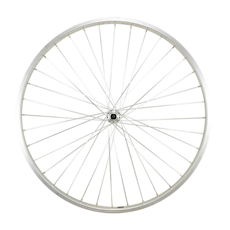 Roue vtc 28" av blocage jante argent mach1 m110. moyeu Shimano tx500 v-brake 36t