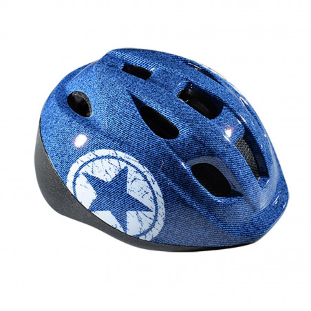 CASQUE ENFANT POLISPORT JUNIOR JEANS BLEU/BLANC AVEC REGLAGE OCCIPITAL 52/56