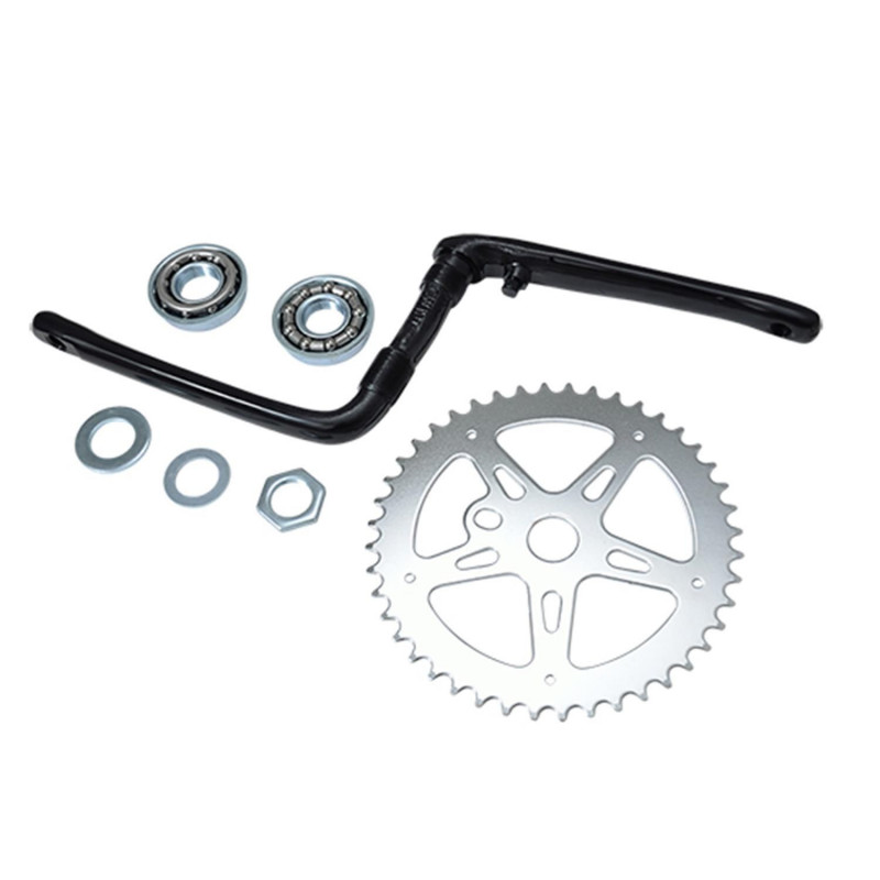 PEDALIER BMX MONOBLOC 44DTS ARGENT (ENSEMBLE AVEC CUVETTES) D1/2
