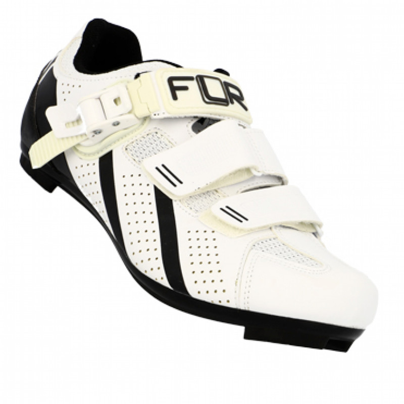 CHAUSSURE ROUTE FLR PRO F15 T45 BLANC 2 BANDES AUTO AGRIPPANTES   CLIC (PR)