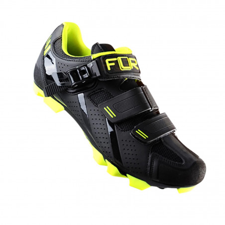 CHAUSSURE VTT FLR ELITE F65 T44 NOIR/JAUNE 2 BANDES AUTO AGRIPPANTES    CLIC (PR)