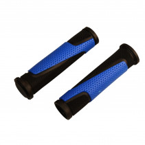 POIGNEE VELO PROGRIP 807 NOIR/BLEU 125MM AVEC BOUCHONS (PR)