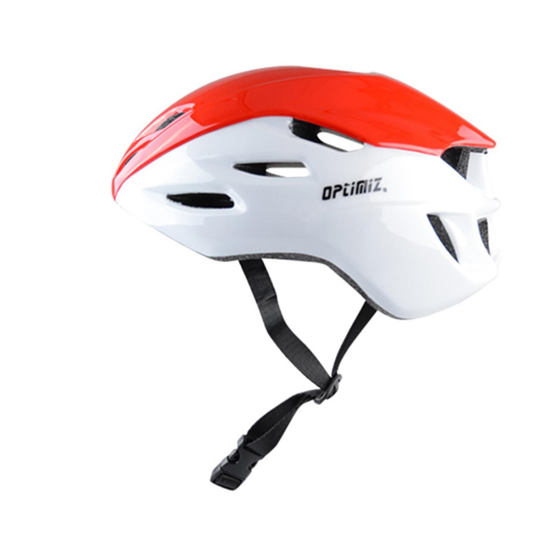 CASQUE ROUTE OPTIMIZ O350 BLANC/ROUGE AVEC REGLAGE OCCIPITAL 58/61