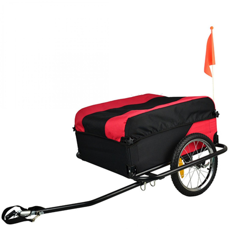 Remorque utilitaire cargo (l70- l57.5-h32) noir/rouge fix moyeu (roue 16") charge max 60kg