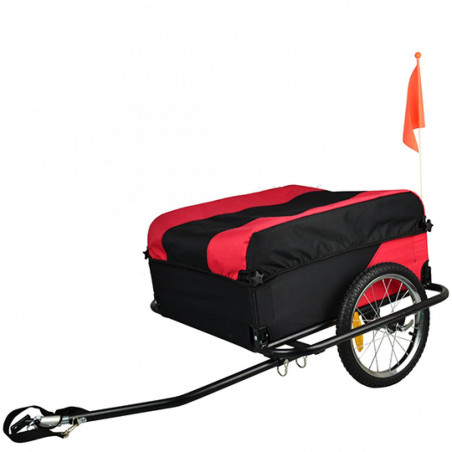Remorque utilitaire cargo (l70- l57.5-h32) noir/rouge fix moyeu (roue 16") charge max 60kg