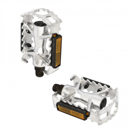 PEDALE VTT ALU OPTIMIZ ARGENT D9/16  (PR) (CALES-PIED ADAPTABLE)