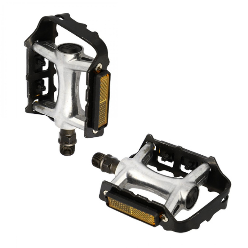 PEDALE VTT ALU OPTIMIZ ARGENT/NOIR D9/16  (PR) (CALES-PIED ADAPTABLE)