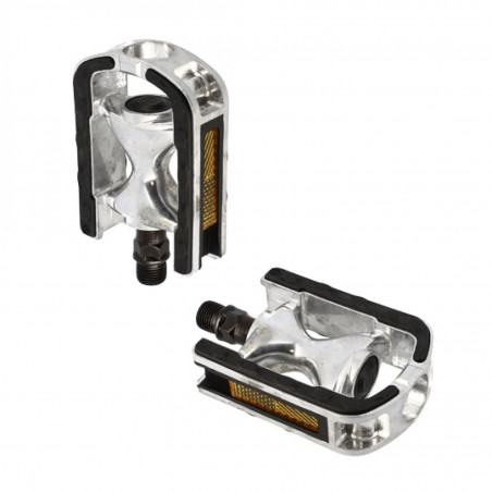 PEDALE CITY/URBAIN ALU OPTIMIZ ARGENT SURFACE ANTI DERAPANTE D 9/16 (PR)