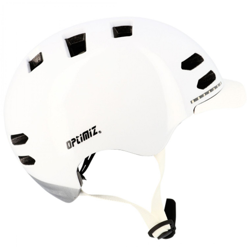 CASQUE URBAIN OPTIMIZ O370 BLANC BRILLANT IN MOLD T.S (LED ET CLIGNO INTEGRE) - PRIX NET