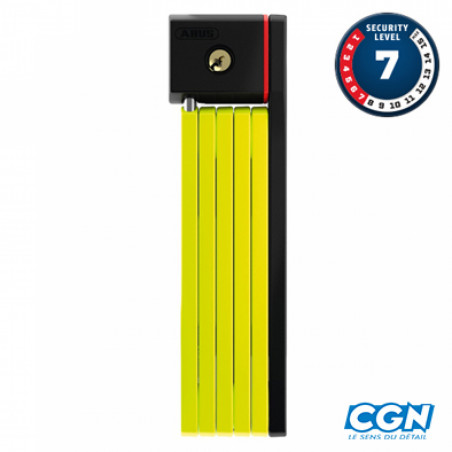 ANTIVOL VELO PLIABLE  A CLE L 80CM ABUS BORDO UGRIP 5700/80 JAUNE   SUPPORT