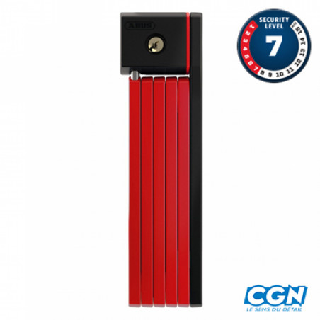 ANTIVOL VELO PLIABLE  A CLE L 80CM ABUS BORDO UGRIP 5700K/80 ROUGE   SUPPORT