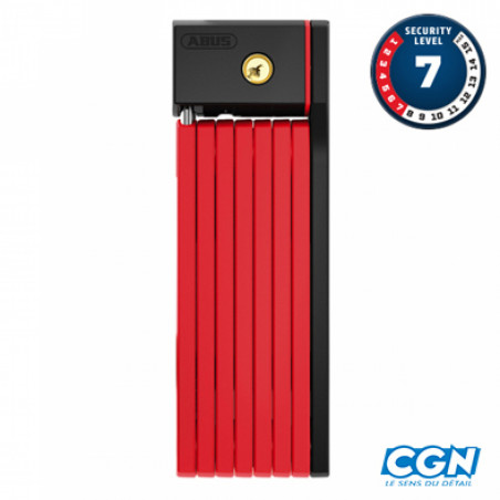 ANTIVOL VELO PLIABLE  A CLE L 100CM ABUS BORDO BIG UGRIP 5700/100 ROUG E   SUPPORT