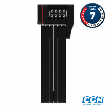 ANTIVOL VELO PLIABLE  A CODE L 80CM ABUS BORDO UGRIP 5700C/80 NOIR   S UPPORT