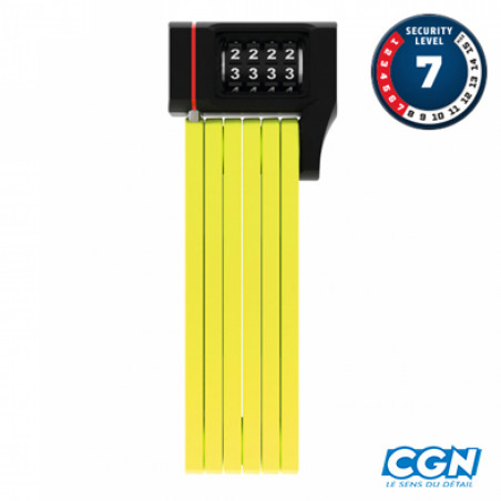 ANTIVOL VELO PLIABLE  A CODE L 80CM ABUS BORDO UGRIP 5700C/80 JAUNE    SUPPORT