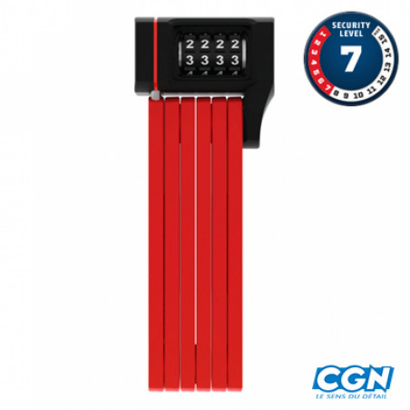 ANTIVOL VELO PLIABLE  A CODE L 80CM ABUS BORDO UGRIP 5700C/80 ROUGE    SUPPORT