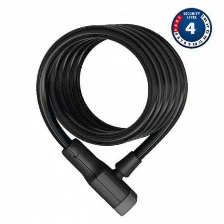 ANTIVOL VELO SPIRAL A CLE D12 X 1.80M ABUS BOOSTER 6512K NOIR SANS SUPPORT