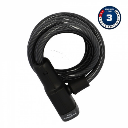 ANTIVOL VELO SPIRAL A CLE D10 X 1.80M ABUS PRIMO 5510K NOIR AVEC SUPPORT