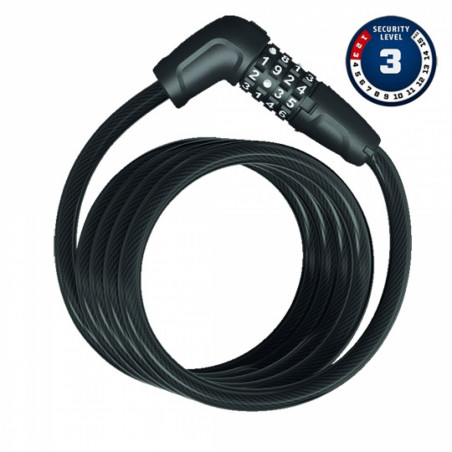 ANTIVOL VELO SPIRAL A CODE D10 X 1.80M ABUS NUMERO 5510C NOIR AVEC SUPPORT