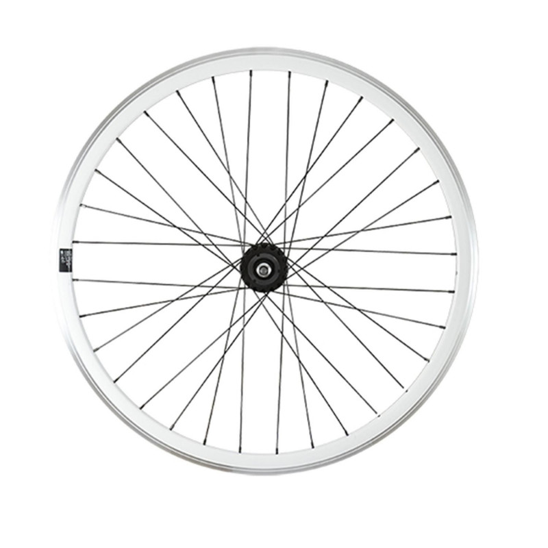 Roue fixie 700 ar ecrou axe plein jante blanc mach1 430. moyeu noir flip/flop 16dts