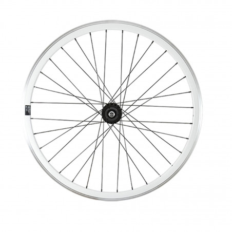 Roue fixie 700 ar ecrou axe plein jante blanc mach1 430. moyeu noir flip/flop 16dts
