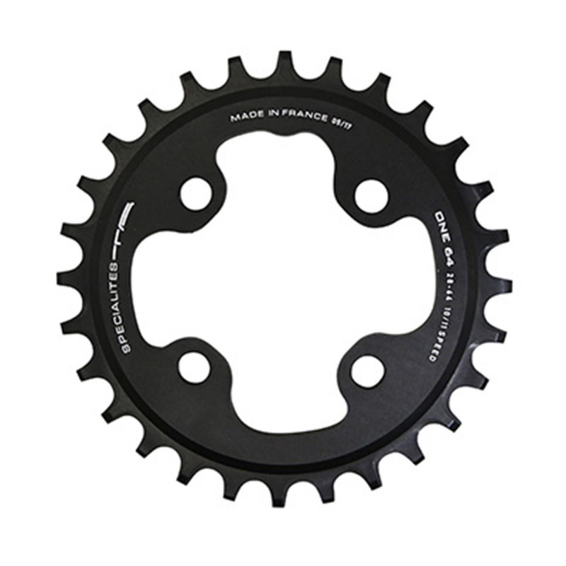 PLATEAU VTT 4BRA D.64 TA ONE 28DTS MONO NOIR MAT ALU POUR SHIMANO - SRAM - RACE FACE - FSA 10-11-12V.
