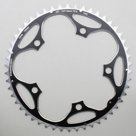 PLATEAU ROUTE 5BRA D.130 STRONGLIGHT 50DTS EXTERIEUR NOIR ALU 7075 TYPE SHIMANO  9-10V.