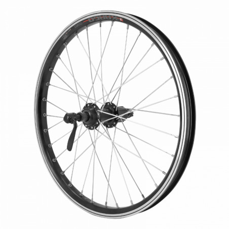 Roue vtt 20" kargo - vae - e-bike arriere disc et v-brake noire double paroi avec oeillets moyeu 500 cassette 10-9-8v.