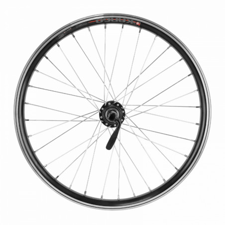 Roue vtt 20" kargo - vae - e-bike arriere disc et v-brake noire double paroi avec oeillets moyeu 500 cassette 10-9-8v.