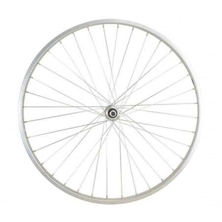 Roue velo urbain 650 x 35b ar ecrou axe plein jante alu argent rl a visser 5/6/7v 36t