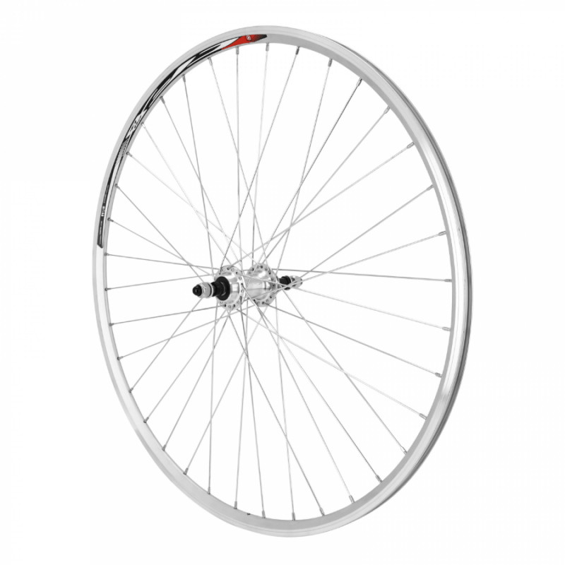 Roue route 700 elan avec ecrous arriere cfx argent moyeu alu roue libre 7-6v. 32 rayons galva jante 13c