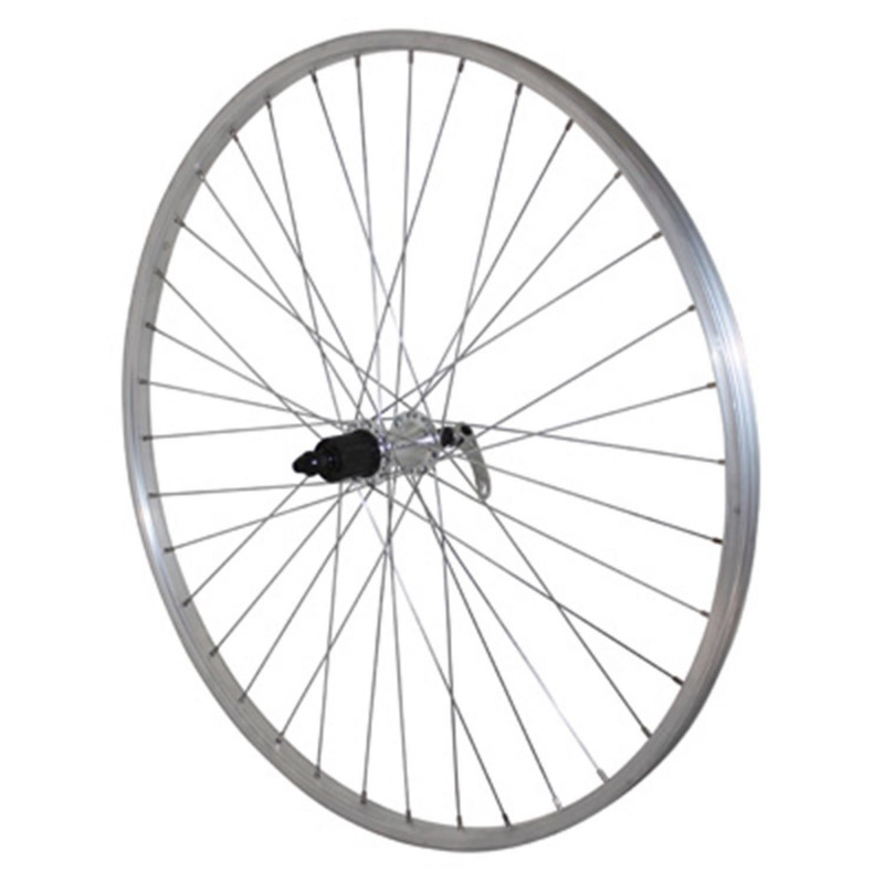 Roue vtc 700x35 arriere alu moyeu Shimano tx500 blocage pour cassette Shimano 9-8v.