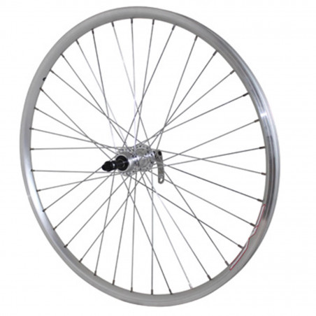 Roue vtt 26" er10 arriere argent double paroi moy alu blocage roue libre 7-6v.