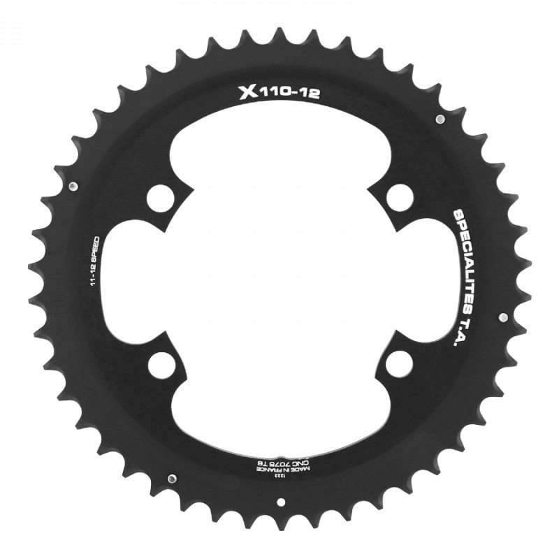PLATEAU ROUTE 4BRA D.110 POUR SHIMANO ULTEGRA R8100-8170 DURA-ACE R9200-9270 105 R7100 TA X110 52DTS EXTERIEUR NOIR 12V.