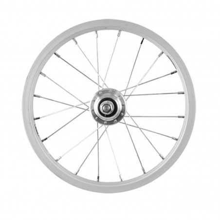 Roue velo enfant 14" ar ecrou axe plein jante argent mach1 kid. monovitesse