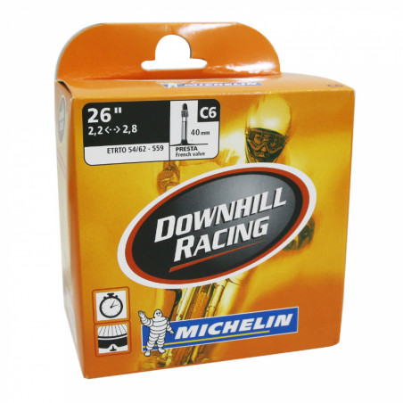 CHAMBRE A AIR VELO 26 x 2.30-2.80 DH DESCENTE MICHELIN AIR COMP C6 VALVE PRESTA LONGUEUR 40mm 384g