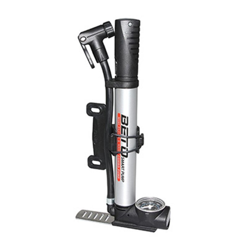 Pompe mini route-vtt combo argent avec raccord flexible 17cm vp-vs (livre avec support) - 7 bars