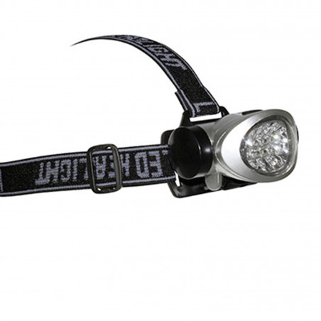 ECLAIRAGE VELO A PILE FRONTAL P2R AVEC 2-4-8 LED  FIXATION TETE OU CASQUE GRIS - RESISTE A L'EAU- FONCTIONNE AVEC 3 PILES AAA