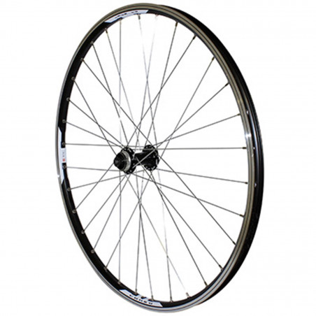 Roue vtt 27.5" combo avant noir renforce v-brake moyeu Shimano rm66 (compatible disc centerlock) (jante double paroi avec