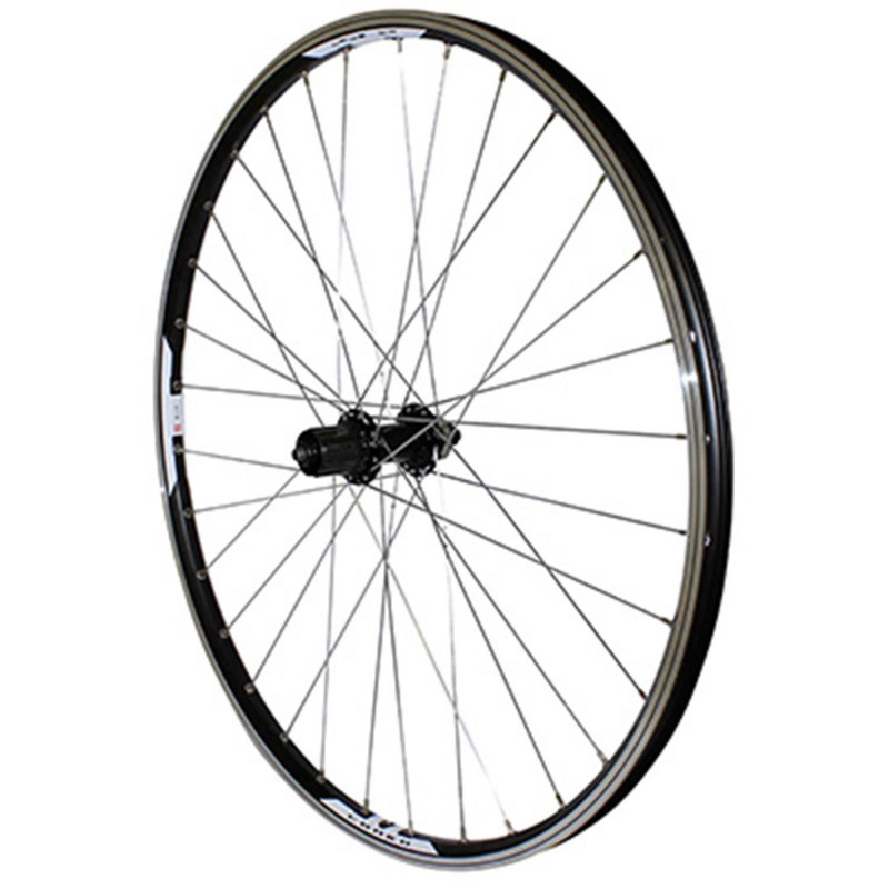 Roue vtt 27.5" combo arriere noir renforce v-brake moyeu Shimano rm66 pour Shimano-Sram 11-10-9v. (compatible disc centerlock)