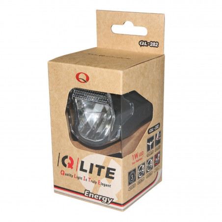 ECLAIRAGE VELO A PILE AVANT SUR FOURCHE P2R QLITE QL-282 1W NOIR LIVRE AVEC 3 PILES AAA