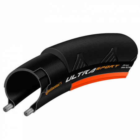 PNEU ROUTE 700 X 23 CONTINENTAL ULTRA SPORT2 NOIR-ORANGE 250g 180TPI TS (23-622)