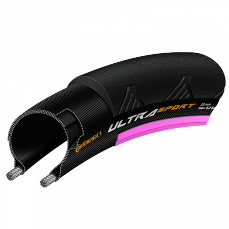 PNEU ROUTE 700 X 25 CONTINENTAL ULTRA SPORT2 NOIR-ROSE 290g 180TPI TS (25-622)
