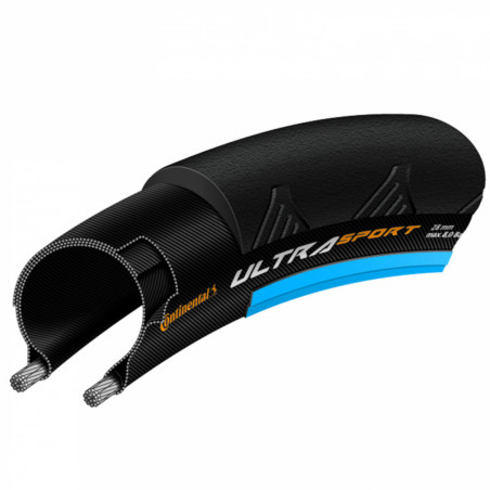 PNEU ROUTE 700 X 23 CONTINENTAL ULTRA SPORT2 NOIR-BLEU 320g 180TPI TR (23-622)