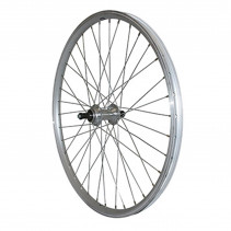Roue vtt 24" arriere alu argent double paroi moy alu blocage roue libre 7-6v.