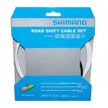 TRANSMISSION DERAILLEUR SHIMANO BLANC-CABLE OPTISLIK (KIT TRANSMISSION 2CABLES-2 GAINES)