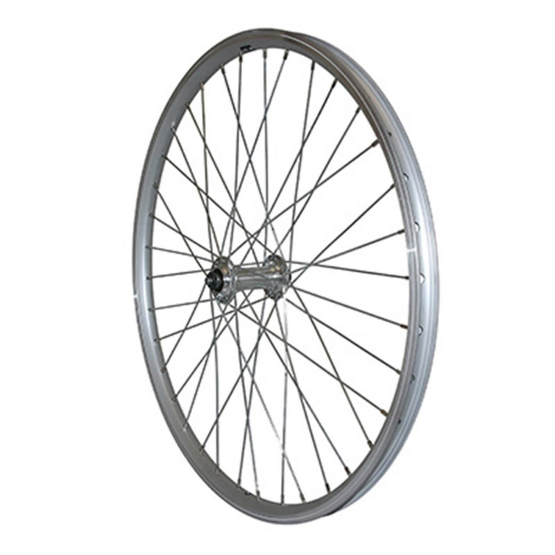 Roue vtt 24" avant alu argent double paroi moy alu blocage