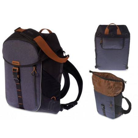 SAC À DOS ARRIÈRE BASIL MILES DAYPACK NOIR/GRIS IMPERMÉAB.17 - 17665 - 8715019176654